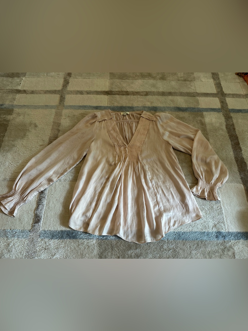 Umgee Pleated Blouse in Soft Blush